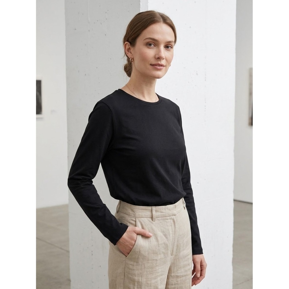 Pact Organic Cotton Long Sleeve Crewneck Tee Black XL WA1-W7M